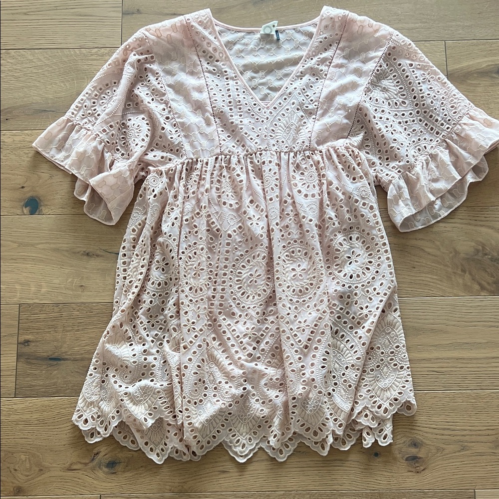 Pink Eyelet Womens Dress
